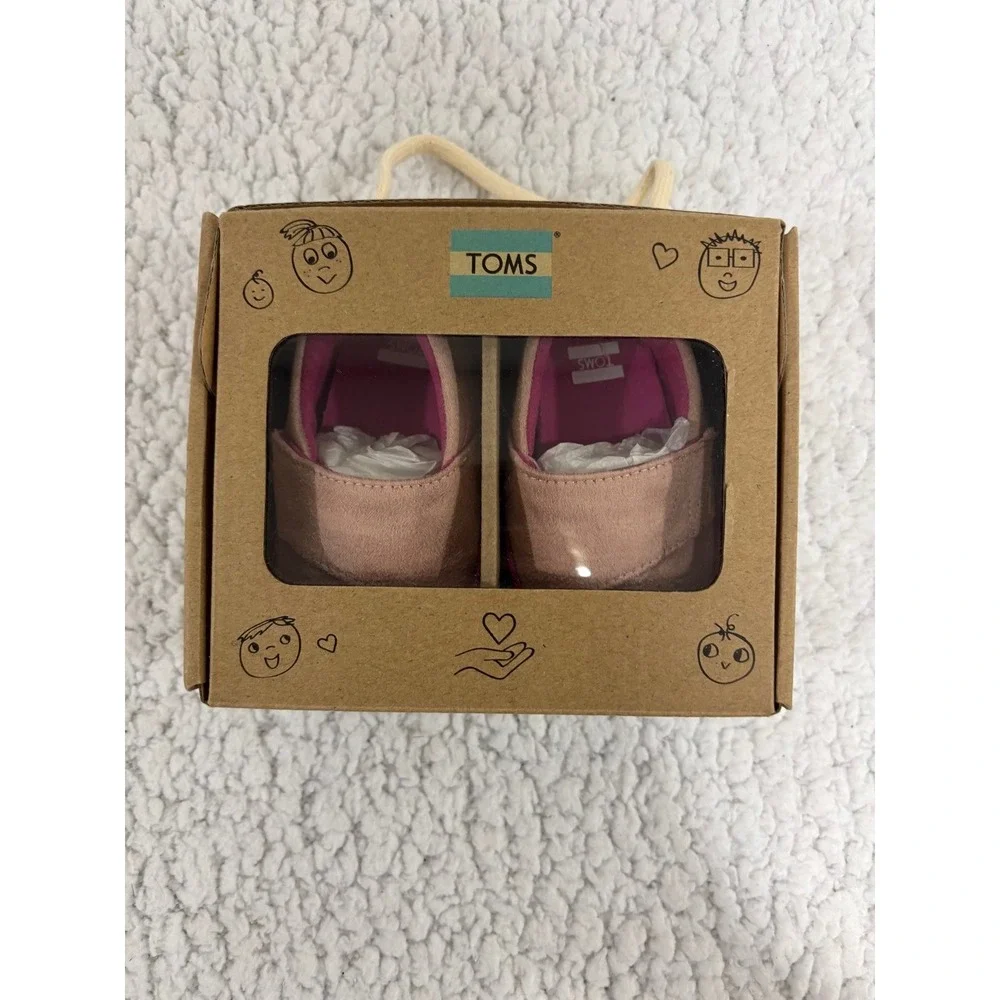 TOMS 4 Pink Pinto Microsuede Tiny Shoes Baby Girls Casual Boho Slip On